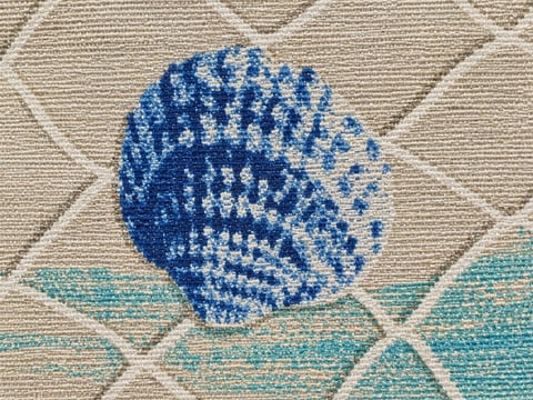 Flor azul y hojas turquesa — tela 33